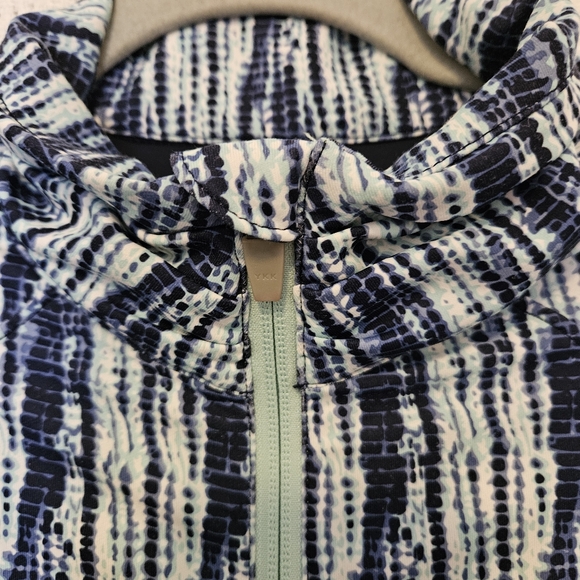 Peter Millar Lg Blue and White Striped Full Zip Workout Jacket - Picture 4 of 10